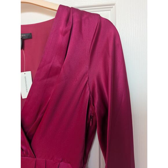 Banana Republic Dress Size 4P Etude 100% Silk Maxi Berry Pink Fuchsia NWT - Picture 12 of 16